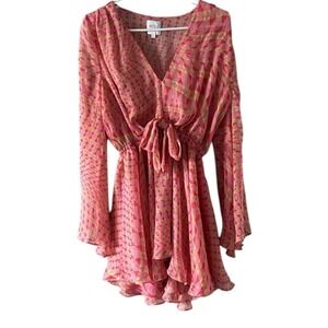 Misa Los Angeles Pink and Yellow Mini Dress